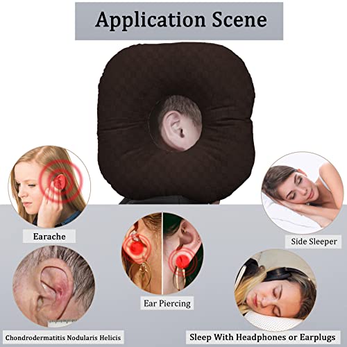 Ear Piercing Pillow with Hole for Cartilage Piercings, CNH Support - color: Dark Brown