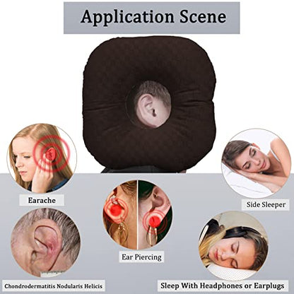 Ear Piercing Pillow with Hole for Cartilage Piercings, CNH Support - color: Dark Brown