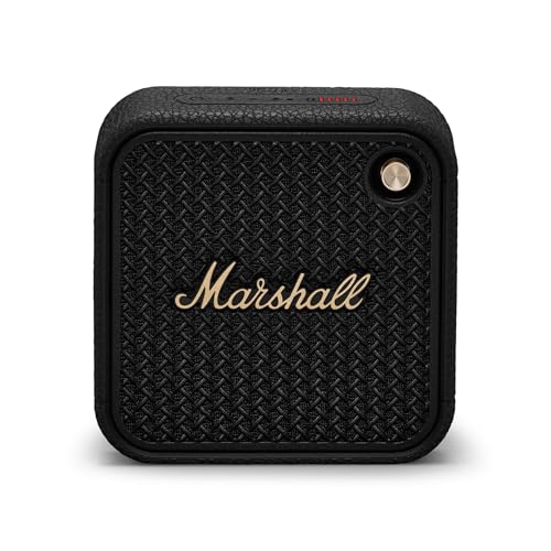 Marshall Willen II Portable Bluetooth Speaker - Rugged Waterproof/Dust-Proof Design | Loud Stereo Sound, Deep Bass | Compact and Wireless for Travel and Outdoors - Black and Brass - color: Black