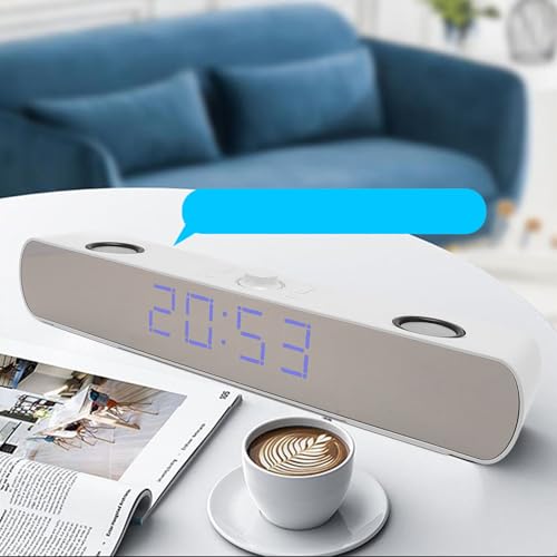 Zunate Bluetooth Speakers Desktop PC Soundbar, HiFi Stereo USB Wired AUX in Gaming Speaker - Built in Subwoofer, Alarm Clock, FM Radio for Laptop PC (White), Zunatea3gw02dut1-12 - color: White
