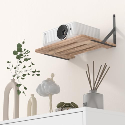 Projector Wall Mount Shelf, 11.81" x 7.87" Floating Shelf for Projector, Router, Modem, Cable Box, Xbox, PS5 - Sturdy Projector Mount Rack Holder Stand