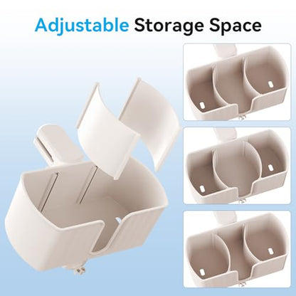 4 in 1 Desk Cup Holder with Storage Tray and Headphone Hanger | Clamp on design, rotating headphone hanger, detachable storage tray, cable holes, fits 5-50mm desks