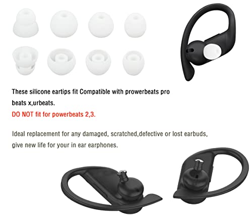 Replacement Silicone Ear Tips Earbuds Buds Set Compatible with Powerbeats Pro Beats Wireless Earphone Headphones,4 Pairs（White） - color: White