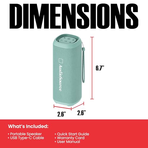 Audiosource Portable Bluetooth Speaker, 30W Loud Sound, Dual Passive Radiators for Deep Bass, Bluetooth 5.4, Auracast Multi-Speaker Pairing, IP67 Waterproof, 200ft Range, 12H Battery (Sea Foam) - color: Sea Foam