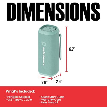 Audiosource Portable Bluetooth Speaker, 30W Loud Sound, Dual Passive Radiators for Deep Bass, Bluetooth 5.4, Auracast Multi-Speaker Pairing, IP67 Waterproof, 200ft Range, 12H Battery (Sea Foam) - color: Sea Foam