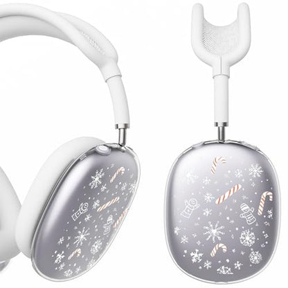 for AirPods Max Headphones Christmas Ear Covers for AirPods Max 2 | Cute Snowflake Clear Ear Cups Cover | White Silicone Ear Pad Case Headband Cover for Apple AirPods Max 2/1 (2026/2024/2020) - color: Snowflake A/White