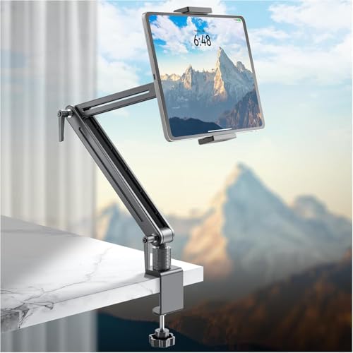 Jakeko 15.6" Portable Monitor Stand Tablet Arm Mount Holder Built-in Wrench | Tool-Free Hand Knobs,Aluminum,60-Second Setup,Tablet iPad Ready,All-Metal Joint,Zero Wobble - size: up to 15.6"