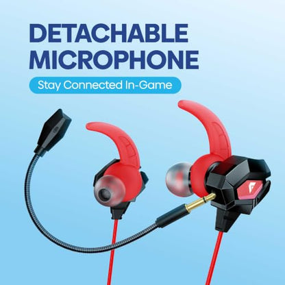 FASTER GH-1C USB-C Wired Gaming Earphones with Detachable Mic, 4.2 ft Cable | 10 mm Driver In-Ear Gaming Headset, detachable microphone. For use with PC, Laptop, PS5, Xbox, Android, iPhone