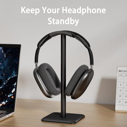 Headphone Stand - Headset Stand with Aluminum Hanger (Black) | Headphone Holder for AirPods Max, Sony, Bose, Beats and More - color: Black