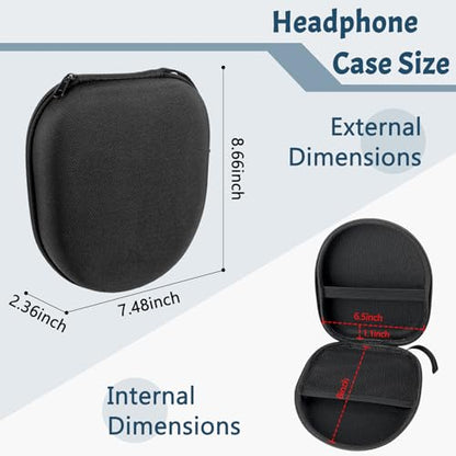 ZUFECY Large Headphone Case, Hard EVA Shell Protective Storage Box with Mesh Pocket, Compatible with Most Over-Ear Headphones (Black, 8.6"x7.5"x2.3")