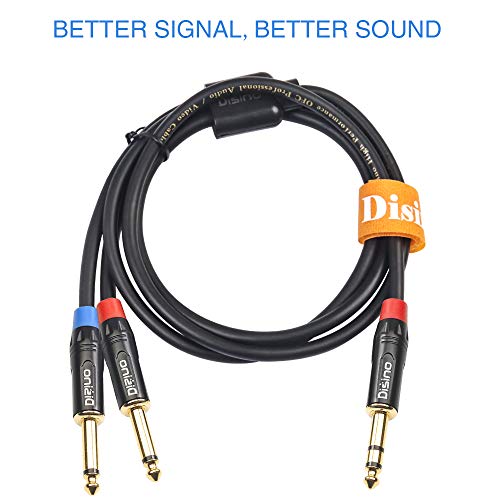 1/4 inch TRS Stereo Y-Splitter Insert Cable, 1/4 Inch Male Jack to Dual 1/4inch(6.35mm) Male TS Mono Breakout Cable Audio Patch Cord - 3.3 Feet/1 Meter