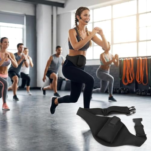 8 Pack Mic Belt Wireless with Anti Dropping Strap Adjustable | Neoprene Microphone Black Waistband Bag for Vertical Mic Fitness Speaker, for Theatre Microphone Holder