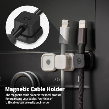 Sinjimoru Magnetic Cable Clips 3 Pack, Self Adhesive Cord Organizer, White
