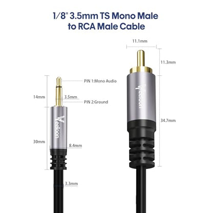 RCA to 3.5mm Mono Aux Audio Adapter Cable 6 FT, 1/8" inch Monaural Male to RCA Male Converter Cord, Gold-Plated Plug for Speakers, Subwoofer,Trigger Cable for Pre-Amp,TV - size: 6FT, style: 1/8 TS to RCA
