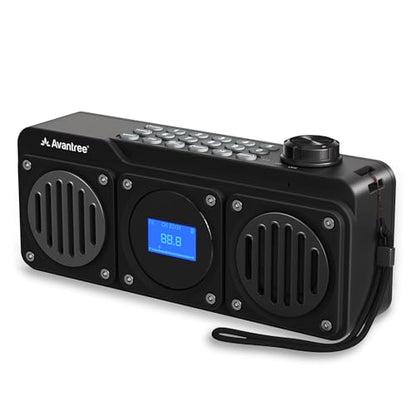 Avantree BoomByte - Portable FM Radio & Bluetooth Speaker with Stereo Sound | Long Rechargeable Playtime, Micro SD Card & USB Audio Input, MP3 Player, Metal Finish, Easy to Use, Black - color: Black