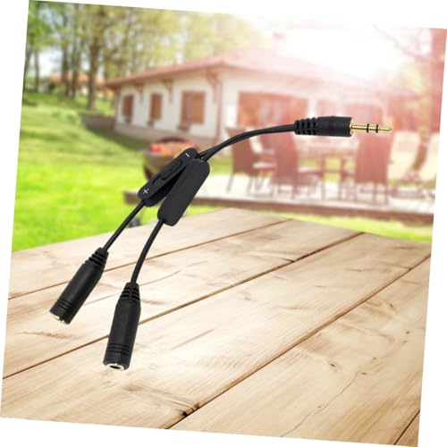 Black Headphone to Adapter Splitter 3.5mm Male Female 2 Mic