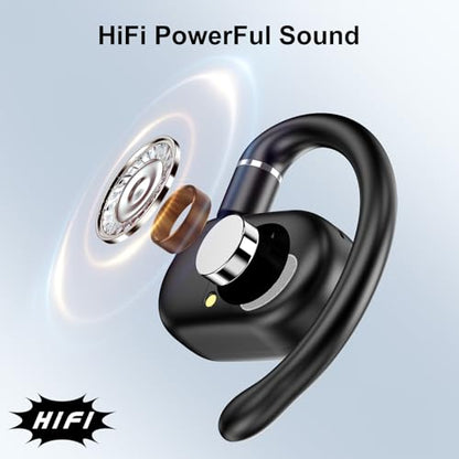 SIXTHGU Open Ear Headphones, Wireless Earbuds Lightweight Adjustable Ear Hooks, Clear Calls, 36H Playtime, Ultra-Comfort, Powerful Sound, Bluetooth 5.4 Earbuds (Black)