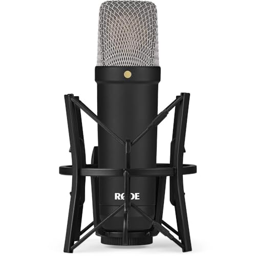 Rode NT1 Signature Series Large-Diaphragm Condenser Microphone (Black) Bundle with MS-5230F Tripod Microphone Stand with Fixed Boom and Polsen Studio Monitor Headphones