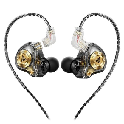 Piluyaa Wired Gaming Headphones IEM Earphones with 1DD，QKZ ENZO in Ear Monitor, HiFi Detachable Cable Earbuds, Bass Sound with New 11mm Dynamic Driver for Video Music Gaming (Black) - color: Dark BLACK