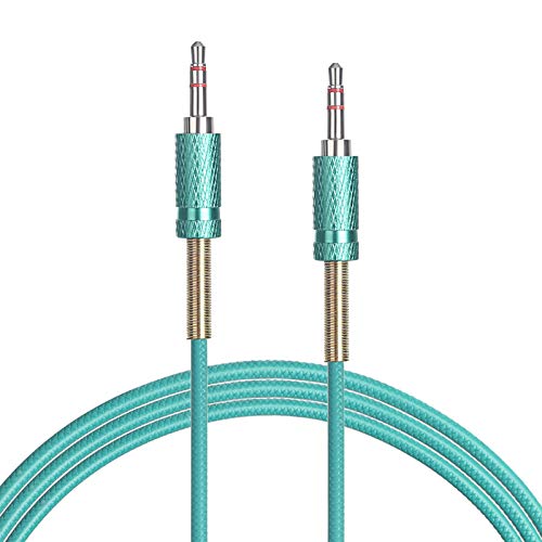 ENUODA 3.5mm Nylon Braided Aux Cable, Audio Auxiliary Input Adapter Male to Male Compatible with Headphones, Smartphones, Home/Car Audio Systems, Speakers,Echo & More,3FT,Green - color: green, size: ['3FT']