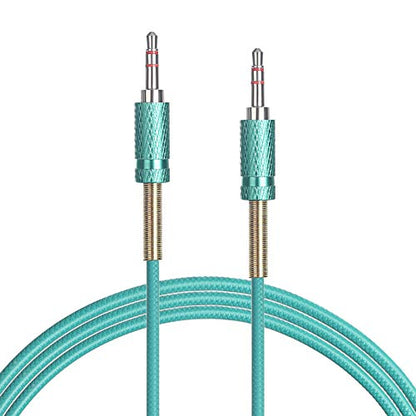 ENUODA 3.5mm Nylon Braided Aux Cable, Audio Auxiliary Input Adapter Male to Male Compatible with Headphones, Smartphones, Home/Car Audio Systems, Speakers,Echo & More,3FT,Green - color: green, size: ['3FT']