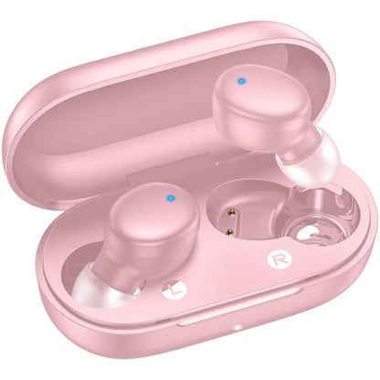 kurdene Wireless Earbuds Bluetooth 5.3 Light Weight in Ear Headphones | Premium Sound Bass Ear buds with Charging Case,Touch Control,Built in Mics Headset,Clear Calls for Sports Workout Pink - color: Pink