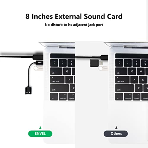 USB to 3.5mm Audio Adapter, External Stereo Sound Card | Dual TRS 3-Pole 3.5mm Headphone and Microphone Jack for PS4/PS5/PC/Laptop, Built-in Chip Mic-Supported Headphone Adapter - color: Black Pro