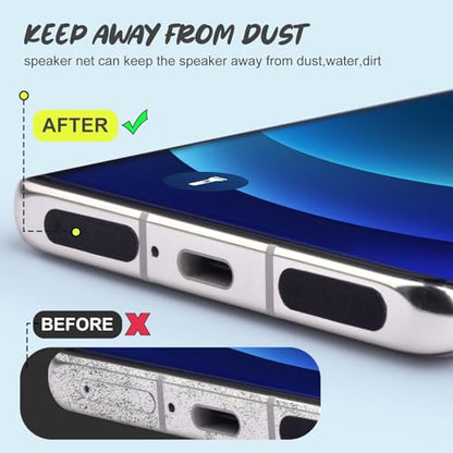 120Pcs Phone Speaker Cover Phone Speaker Dustproof Stickers Phone Speaker Dust Protector Cover Anti Dust Sticker Speaker Dust-Proof Cover Kit with Cleaning Brush & Tweezer - size: 120Pcs