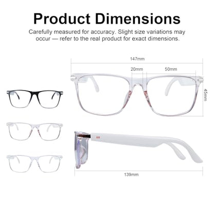 Smart Glasses for Women Clear Gray Frame Open-Ear Bluetooth Glasses | Built-in Mic and Speaker, Photochromic Lenses, Touch Control Hands Free Call, Voice Assistant Compatible with Android & IOS - color: Gray