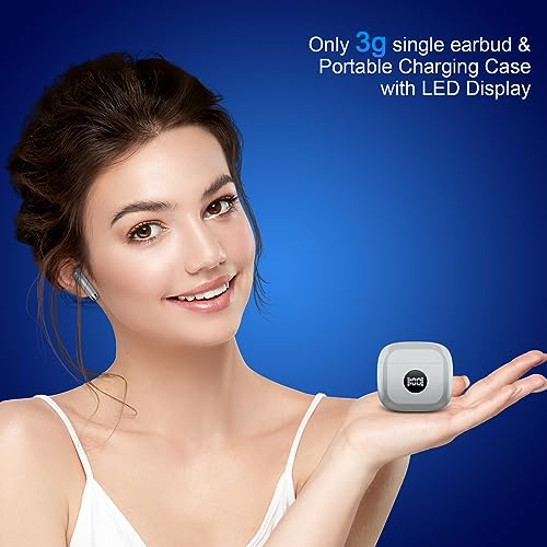 Wireless Earbuds, Bluetooth 5.4 Ear Buds, LED Power Display, 6D Bass Stereo | 4 ENC Noise Cancelling Mic, HiFi Stereo, In-Ear Headphones, 40H Playback Mini Case, IP7 Waterproof Sports, for Android iOS - color: Light Grey