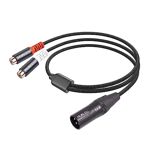 1FT XLR to 2 RCA Y Splitter Patch Cable, Dual RCA Female to XLR Male Audio Cable Adapter for Speaker Condenser Mic Mixer AMP - color: 1Ft/XLR M to 2 RCA F