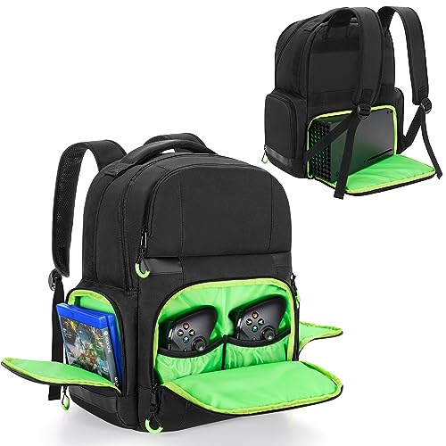 PGmoon Carry Backpack Compatible with Xbox Series X/S Console | Carrying Case with Separate Storage Room for Console, Headset, Controllers, Multiple Pockets for Gaming Accessories