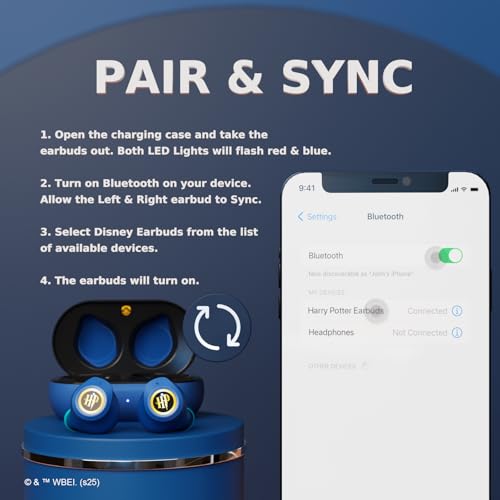 iJoy Harry Potter Ravenclaw Wireless Bluetooth Earbuds with Charging Case, Built-in Mic, 30 Hr Playtime, Officially Licensed | Harry Potter Gifts for Women, Men, Teens, Kids & All Fans of Ravenclaw - color: Ravenclaw