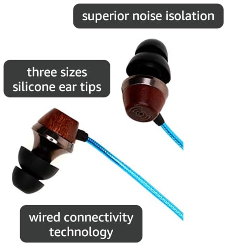 Symphonized ALN 2.0 Premium Genuine Wood In-ear Noise-isolating Headphones|Earbuds|Earphones with Innovative Shield Technology Cable and Mic (Metallic Blue) - color: Metallic Blue