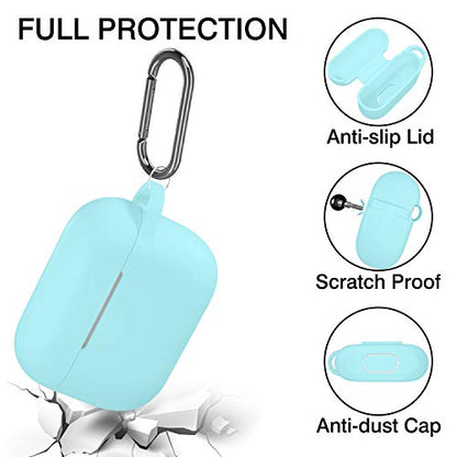 Hamile Compatible with AirPods Pro Case Protective Silicone Airpod Case Shockproof Cover Skin for Apple Airpod Pro 1st/2nd Case 2019 2022 Case, with Keychain, Night Glow Blue - color: 3-Nightglow Blue