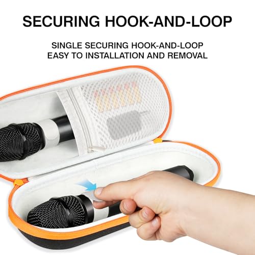 sarlar Case Compatible with JBL Wireless Two Microphone System, Up To 9“ x 3” will fit. Handheld Dual Mic Travel Bag for Singing or Karaoke for Receivers, Adapters, AA Batteries, Case Only.