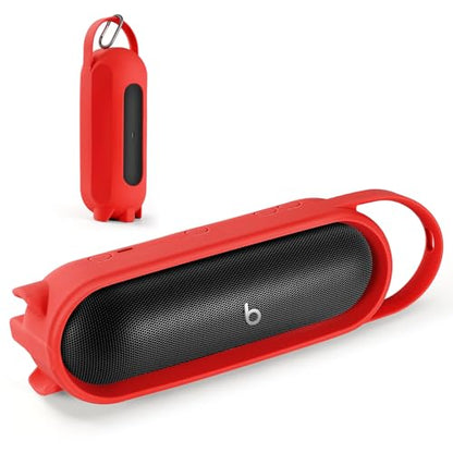 Silicone Carrying Case Cover for Beats Pill 2024 Portable Bluetooth Speaker, Protective Sleeve Travel Case Speakers Accessories (Red) - color: Red