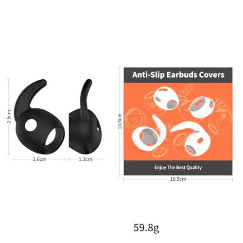 Replacement Silicone Eartips Earbuds Tips Set for Galaxy Buds 3 FE (2025) Earphones Anti-Slip Ear Hooks Wingtip Replacement Silicone Wings (Black Three-Pair Set) - color: Black three-pair set