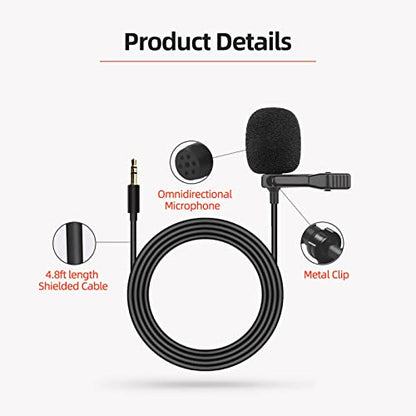 EKAT Car Microphone for Stereo 3.5mm Plug and Play Wired Mic | Compatible with Vehicle Head Unit Radio, Noise Canceling, Lavalier Clip