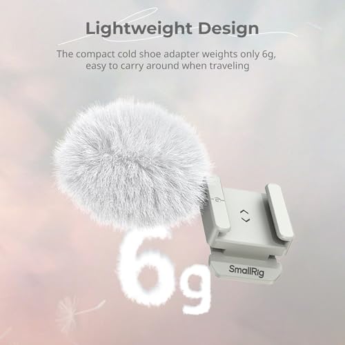 SmallRig Furry Windscreen Kit (2pcs) for Canon EOS R50 V Camera, Cold Shoe Adapter with Wind Muff, Noise-Reduction, Includes Gray and White, for Light Microphone Attachment - 5434