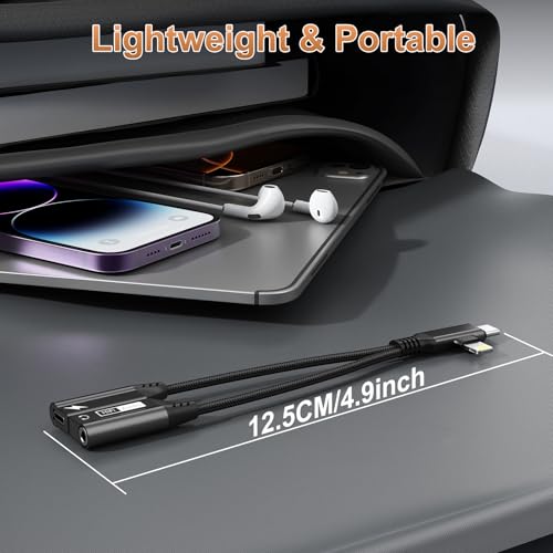 Magnetic Lightning + USB C to 3.5mm Headphone and Charger Adapter,【Apple MFi Certified】 2-in-2 USB C/Lightning to Aux Audio Jack with PD Fast Charging Cable Compatible with iPhone 16/15 /14/Samsung