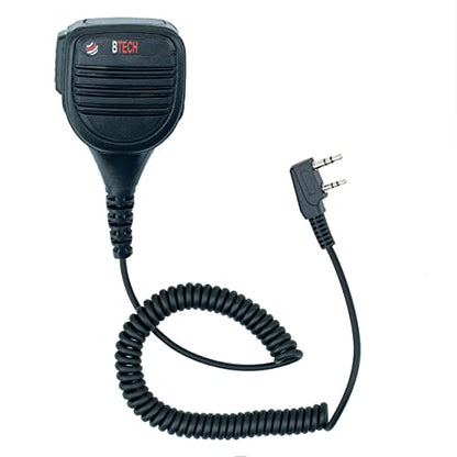 BTECH QHM22 Weatherproof Heavy Duty IP54 Speaker Mic, Premium Commercial Grade Shoulder Mic for BAOFENG (UV-5R BF-F8HP), pxton, Retevis, Kenwood K1 Radios - size: Single, style: QHM22 Single PTT Speaker Mic