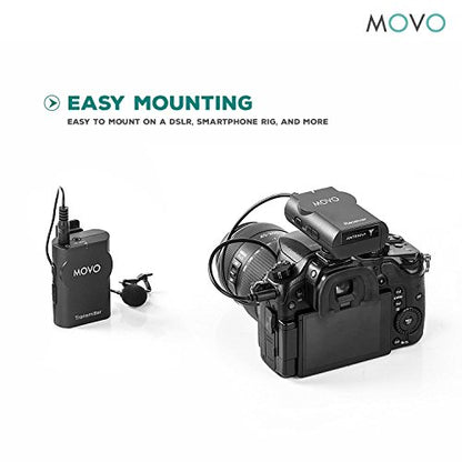 Movo WMIC10 2.4GHz Wireless Lavalier Microphone System for DSLR Cameras, iPhone, iPad, Android Smartphones, Camcorders (50-Foot Transmission Range)