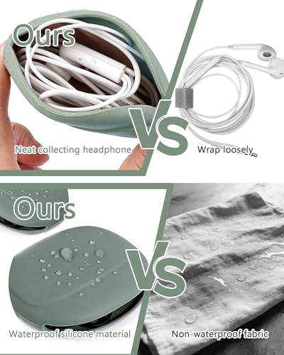 3pcs Silicone Earbud Pouch,Portable Cord Organizer Case Cable Holder | Cable storage box,earphone bag,Not prone to deformation,can be washed with water,compact and convenient,multi-functional use