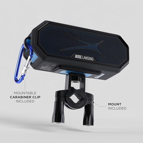 Altec Lansing Magnetic Bluetooth Speaker HYDRAJOLT 2.0, Waterproof IP67, 12W Output Power, 16H Battery, Multicolor LED, 100ft Wireless Range, Voice Assistant, USB-C Quick Charge - color: Black/Royal Blue