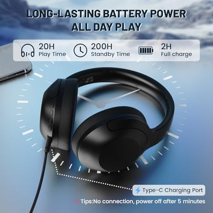 LexonElec Attack Shark G300 Wireless Active Noise Cancelling Headset, Bluetooth 5.3 Deep Bass HD Stereo Sound Over Ear, 20H Playtime, Built-in Mic Lightweight Design 3.5mm Gaming Headset (Black) - color: Black