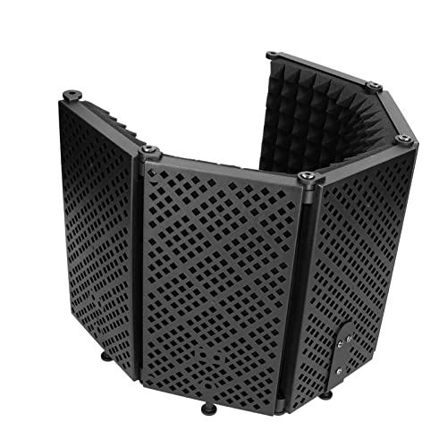 Semme Microphone Isolation Microphone Isolation for Studio Recording Foldable Sound Absorbing Foam Reflector 5 Panel Acoustic for Clear Voice
