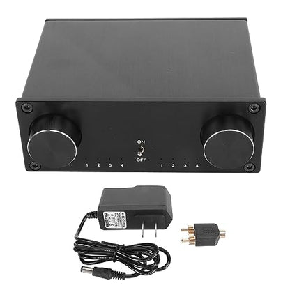 4 in 4 Out Audio Stereo 2.0 L R Audio Sound Selector Box, Dual Channel Lossless HiFi Sound Source Switcher, for DVD Game Consoles (U.S.