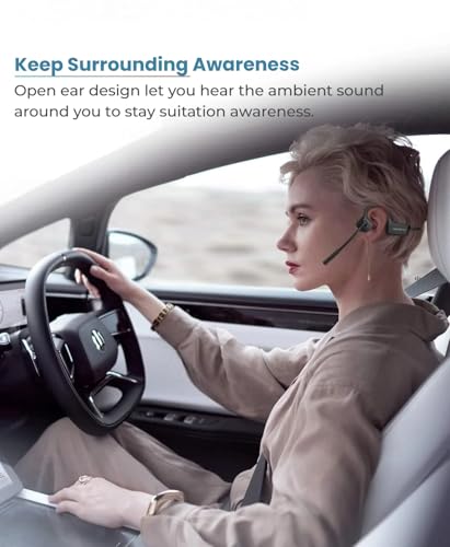 Bone Conduction Bluetooth Headphones with ENC Boom Mic Wireless Computer Headsets with Mic Noise Canceling Open Ear 8H Playtime Multi-Device Pairing for Sports Work Driving Study - color: Dark Grey