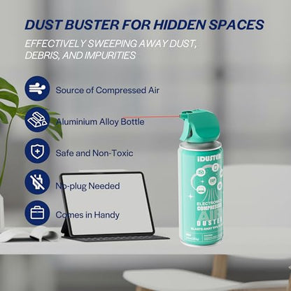 3PCS 10oz Compressed Canned Air Duster for Computer - iDuster Disposable Electronic Keyboard Cleaner for Cleaning Duster